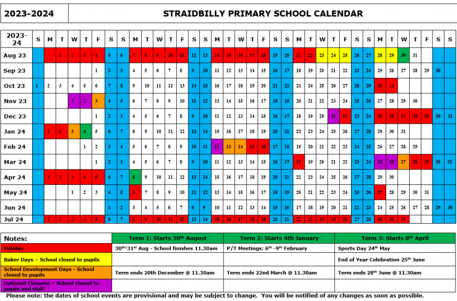 School Calendar 2023-2024